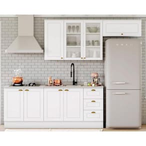 Cozinha Completa Americana (2 Aéreos, 2 Balcões, 1 Complemento) 5 Peças Branco - Henn
