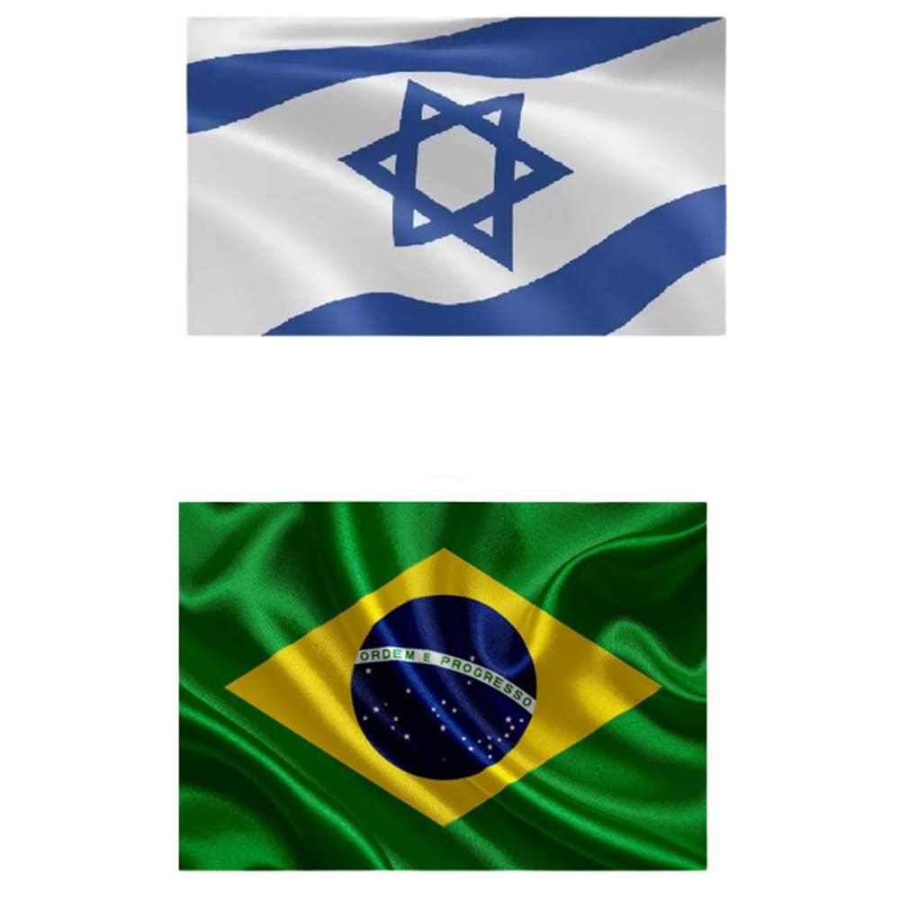 Kit Bandeira De Israel + Bandeira Do Brasil 1,5M X 0,90Cm