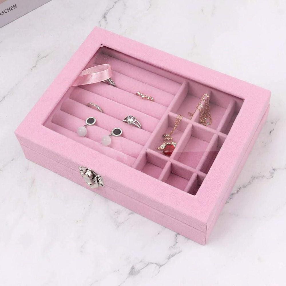Porta Joias Organizador Anel Cordão Brinco Cinza Rosa Barbie