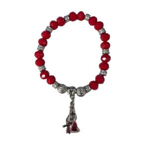 Pulseira Maria Navalha Imagem Vermelha Cristal e Silicone