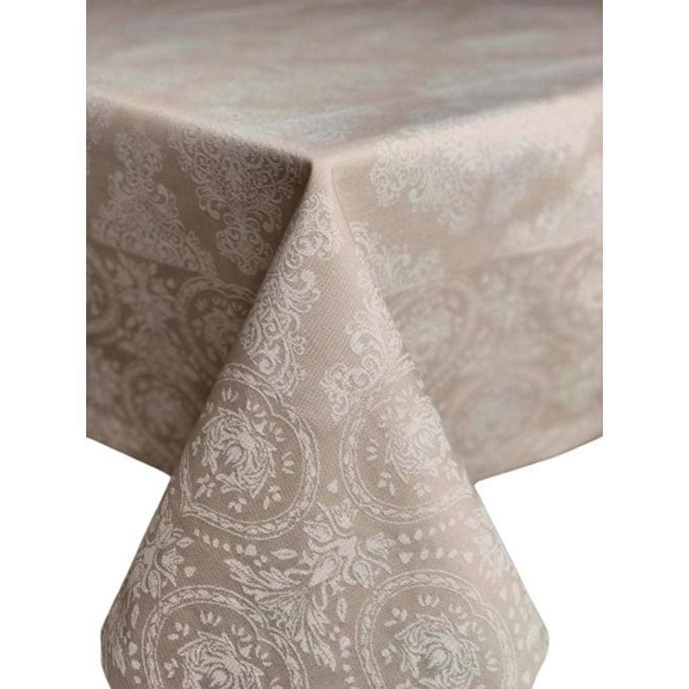 Toalha De Mesa Quadrada Provence Bege Em Jaquarde 100% Algod