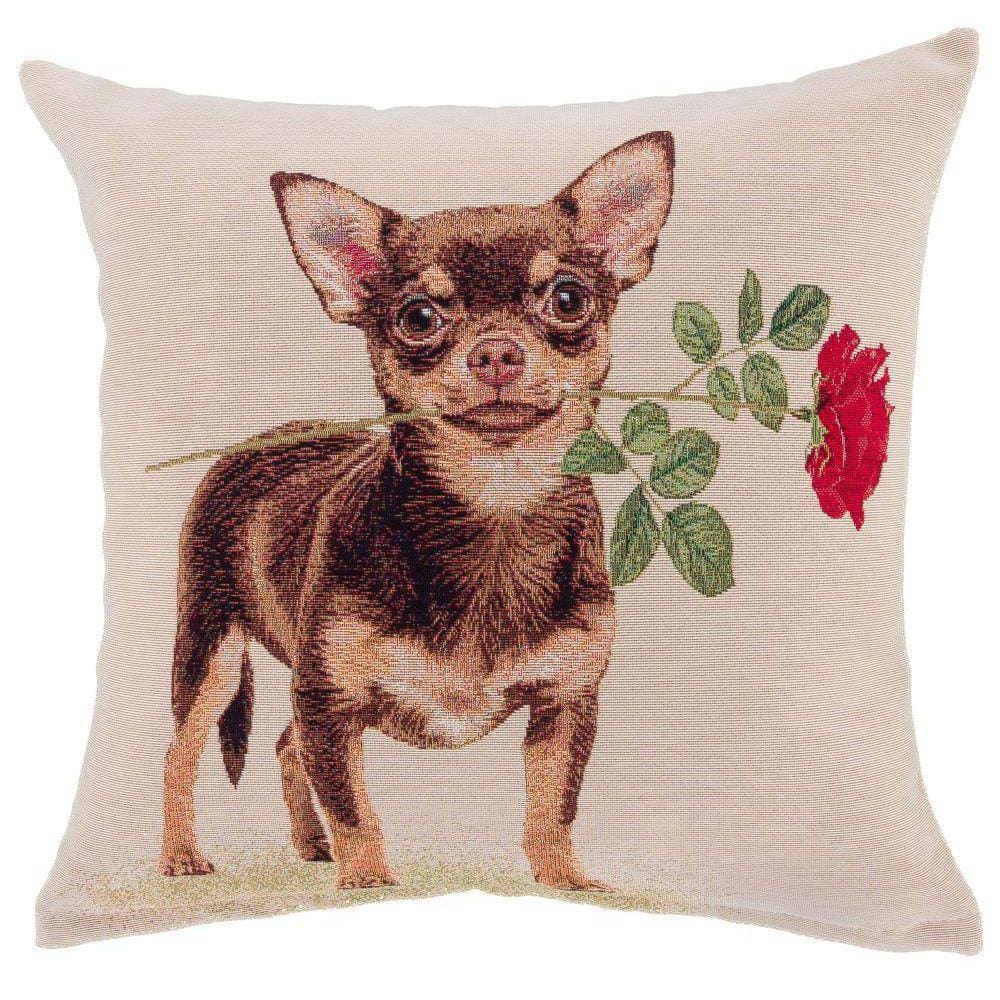 Capa De Almofada Pinscher Com Flor 45x45cm