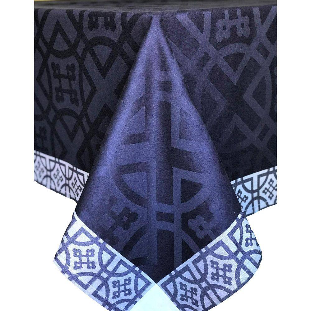 Toalha De Mesa Portuguesa Idylle Azul Em Jacquard 100% Algod