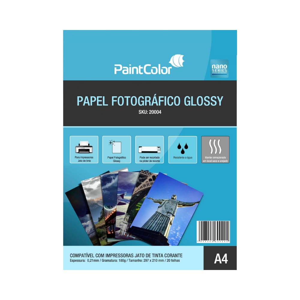 Papel Fotográfico Glossy A4 180g 20 Folhas