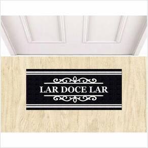 Tapete Decorativo Lar Doce Lar 70X30 cm Preto Antiderrapante