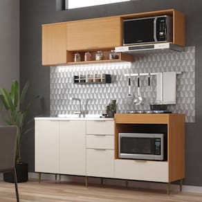 Cozinha Modulada 6 Portas e 2 Gavetas Alice Angelin Preiun/Off white