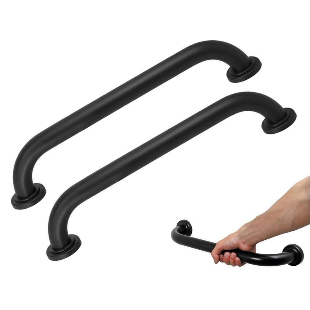 Barra Apoio 50Cm Inox Alça Preto Kit 2 Unidades
