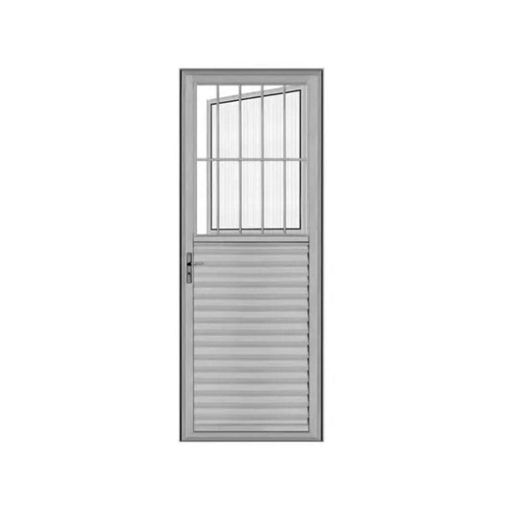 Porta Social 210x90 L/Esq. - Alumínio Brilhante - Linha 25