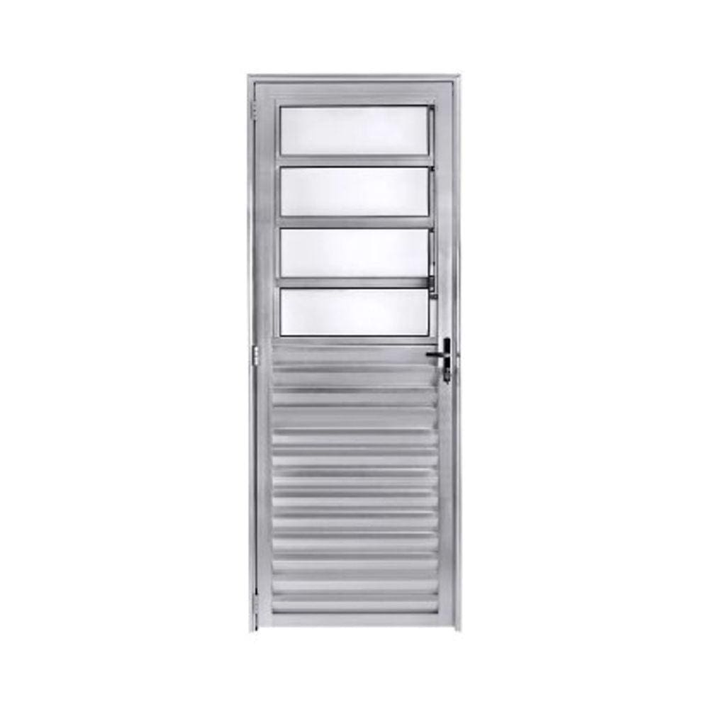 Porta Basculante 210x90 L/Esq. - Alumínio Brilhante - Linha 25