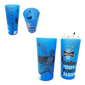 Kit 2 Copos Plástico Grande Festa Azul 500Ml Bebida Grêmio