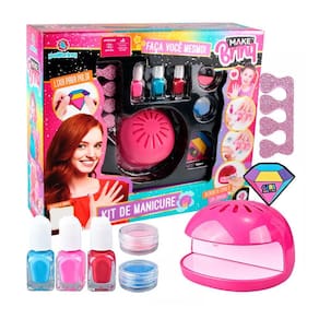 Kit de Manicure Infantil com Secador de Esmalte Separador de Dedos Make Brinq