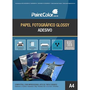 Papel Fotográfico Glossy Adesivo para Jato de Tinta 135g A4 100 Folhas