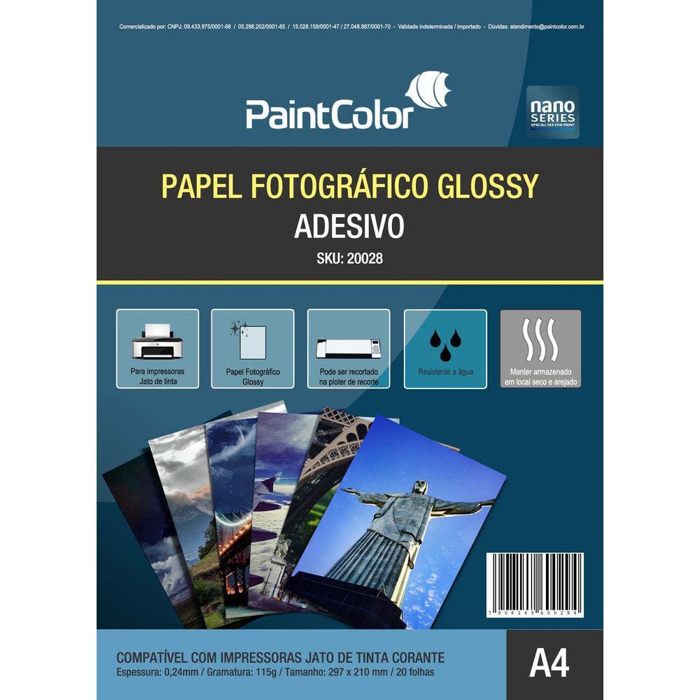 Papel Fotográfico Glossy Adesivo 115g A4 20 Folhas