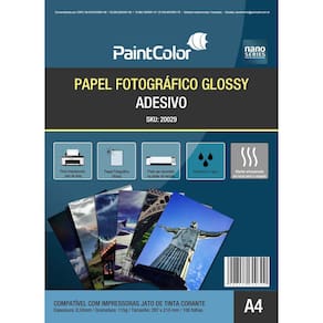 Papel Fotográfico Glossy Adesivo 115g A4 100 Folhas