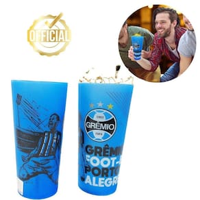 Copo Plástico Azul Claro 500Ml Bebidas Grêmio Tricolor