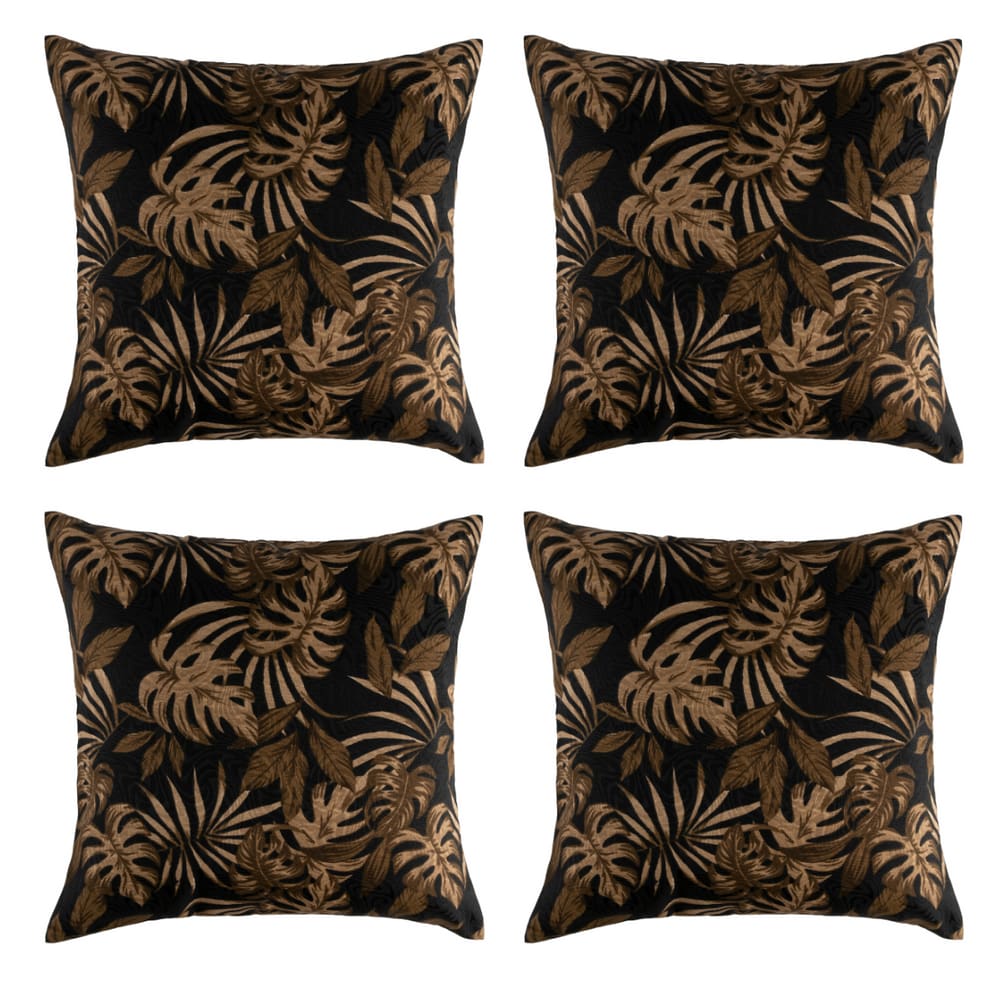 Kit 04 Capas de Almofada Decorativas Sala Sofá Jacquard Ravatex C/ Zíper Costela De Adão Cáqui