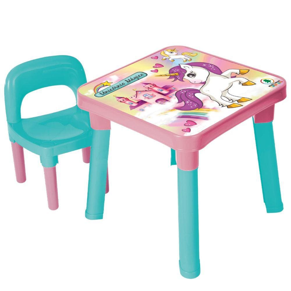 Mesinha Com Cadeira Infantil: Unicórnio Mágico