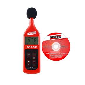 Kit Sonômetro Digital 30 A 130Db Ponderação Fast Slow Leq Dec-500 Portátil Instrutherm Software Dados Windows Sw-200