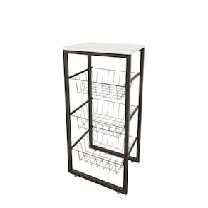 Fruteira De Chão Em Aço Cozinha Suporte Bebedouro Mdf Branco