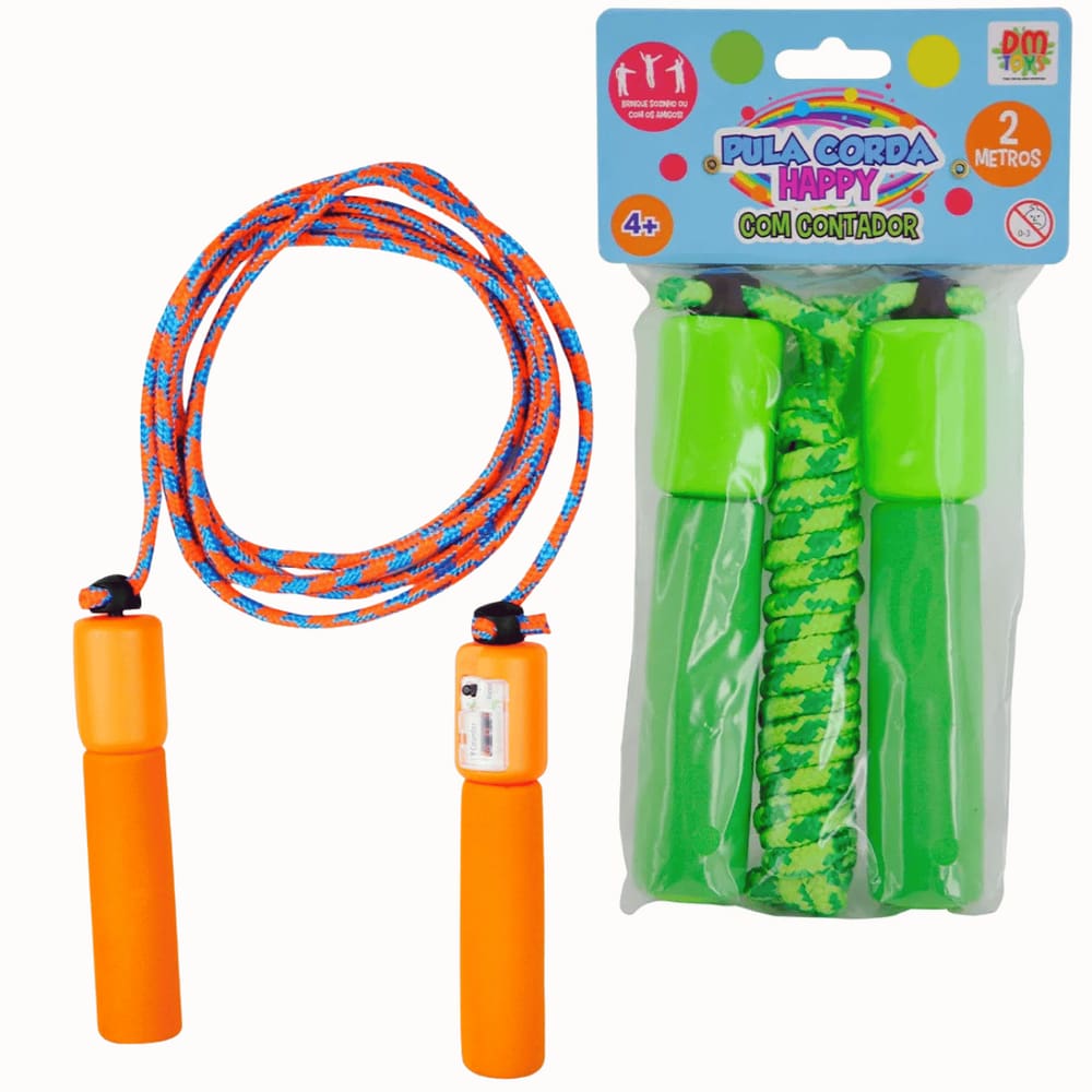 Pula Corda Laranja Happy Com Contador de Pulos Dm Toys