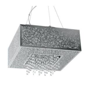 Pendente Lustre Apolo Inox Quadrado Cristal Led 60 X 60 Cm