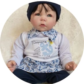 Bebe Reborn Menino Pano Olhos Azuis Com Enxoval