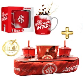 Kit Almofada Balde Pipoca + 2 Copos Canudo Filme + 1 Caneca