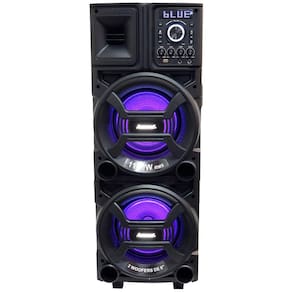 Caixa Som Amplificada Bluetooth 1100W Rms Woofer Mp3 Usb Led Tws Bivolt ACA 1101 Duplo 8 Black