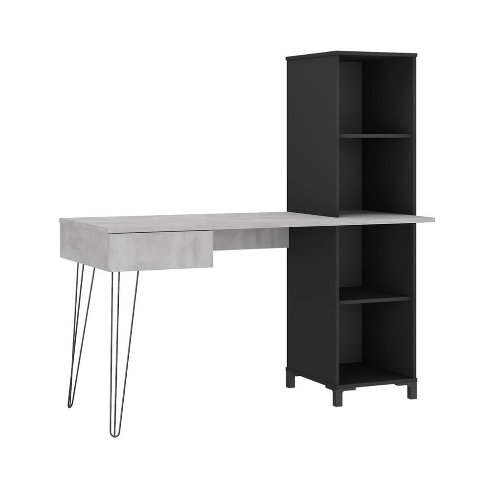 Mesa para Computador com 1 Gaveta Chipre Concreto Preto