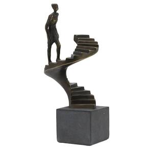 Escultura Decorativa Homem Subindo Escada Bronze 35cm SS0262 BTC