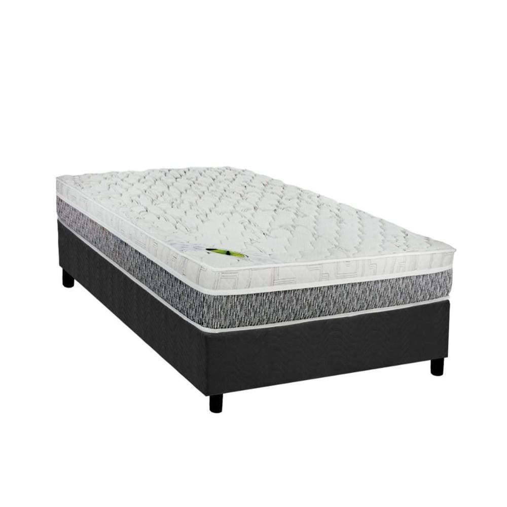 Cama Box Solteiro: Colchão Molas MasterPocket Ensacadas Luckspuma   Aspen + Base CRC Suede Gray(88x188)