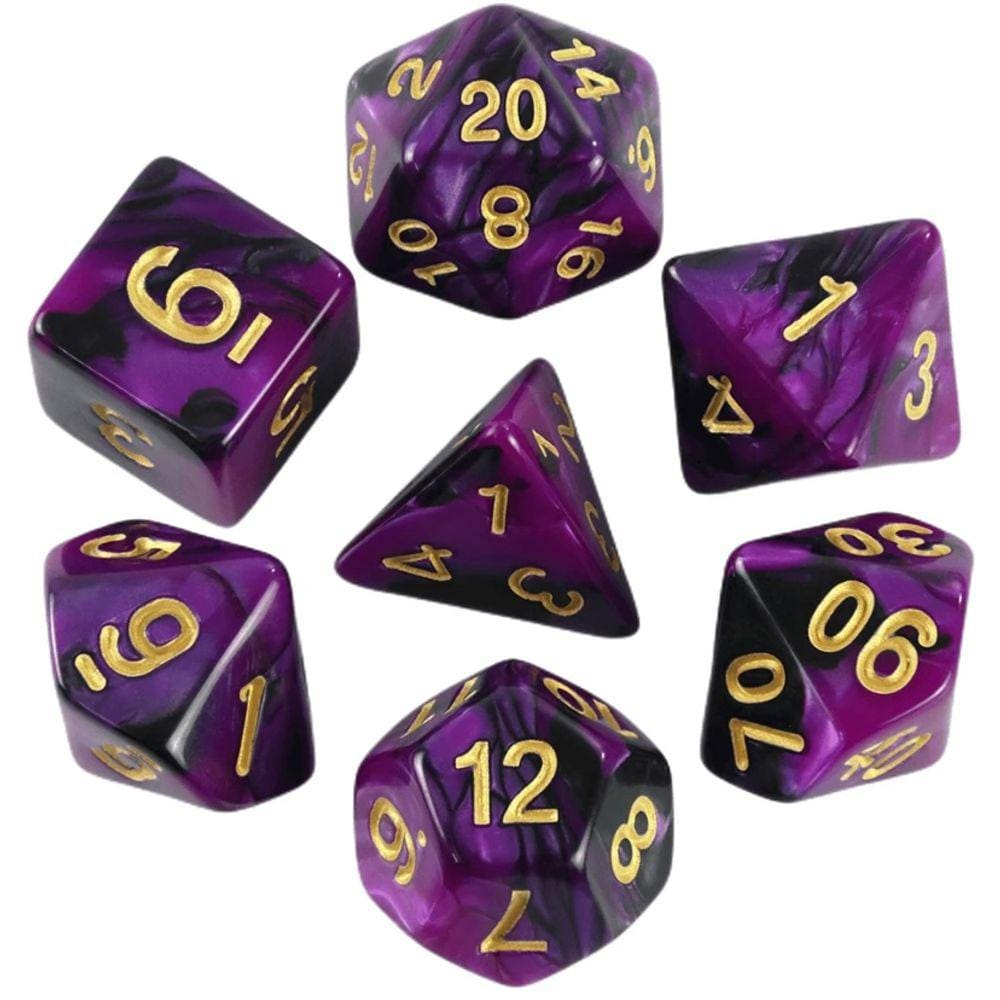 Conjunto de 7 dados coloridos para RPG acrílico - fucsia