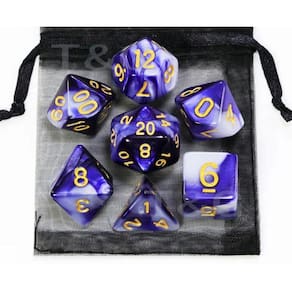 Conjunto de 7 dados coloridos para RPG acrílico - azul escuro