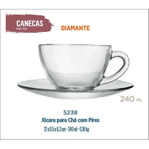 12 Xícara Com Pires Astral 240Ml-Café C/Leite Chocolate Chá