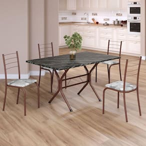 Conjunto Sala de Jantar Mesa Retangular 120x75cm Tampo Madeira Mdp Indiana 4 Cadeiras Rio Paraopeba / Marrom