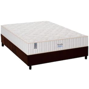 Cama Box Casal: Colchão Molas Ensacadas Plumatex MasterPocket Miami + Base CRC Suede Brown(138x188)