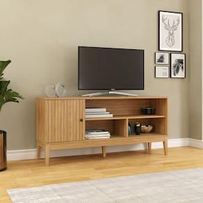 Rack para Tv até 50 Polegadas 1 Porta Linha Riscado Mel/ Mel