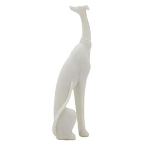 Escultura Decorativa Cachorro em Resina Branco 37cm SS0258 BTC
