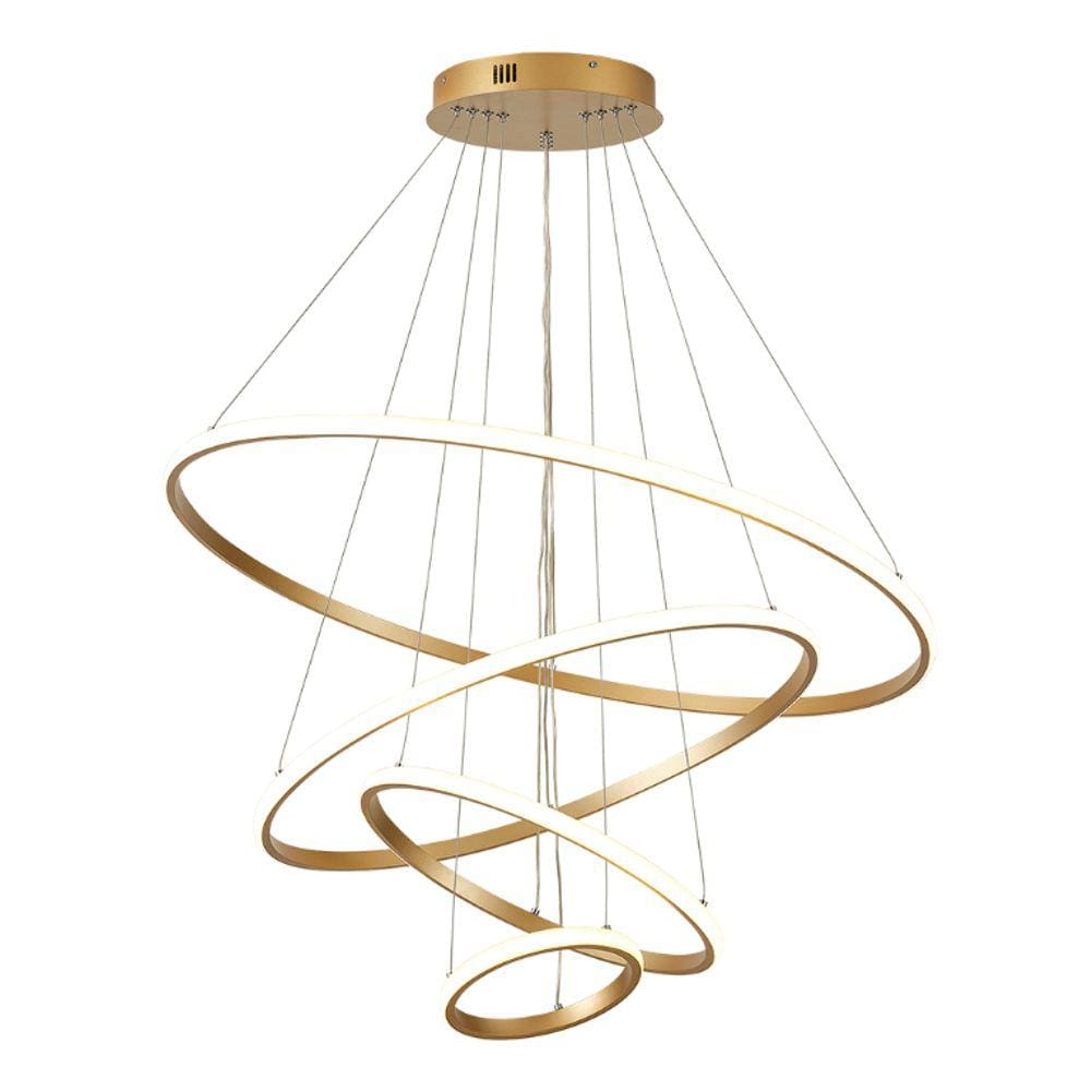 Pendente 4 Anéis Dourado Inverse 80cm Led 86W 3000K Bivolt Cabo de 3 metros