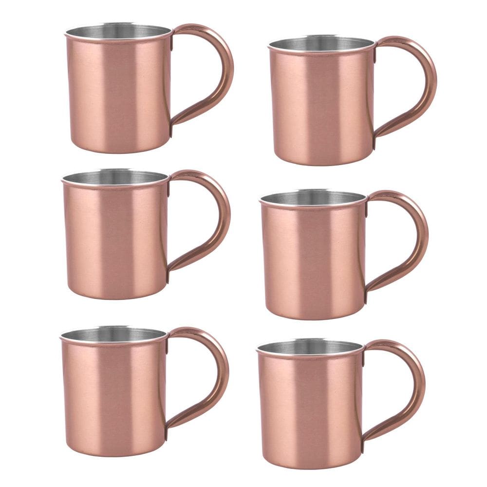 Kit 6 Caneca Moscow Mule Inox Cobre 300Ml Drink Caipirinha