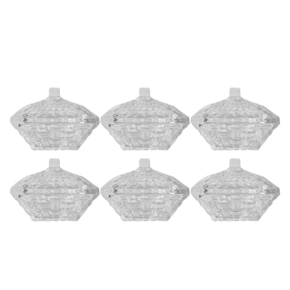 Kit 6 Potiche Mini Bomboniere De Vidro Lembrancinha C/Tampa