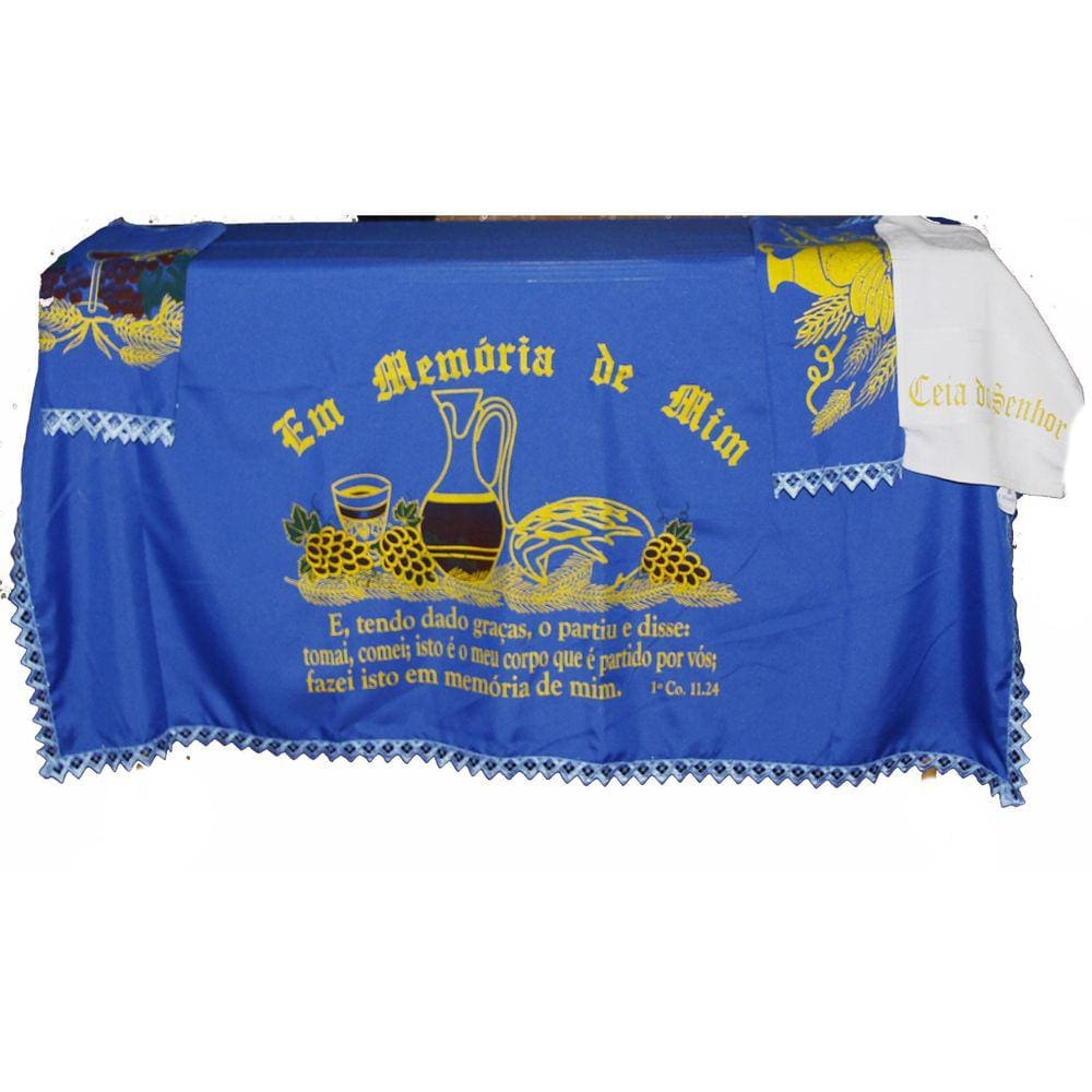 Kit 4 Peças De Toalhas De Decoração Para Santa Ceia Azul
