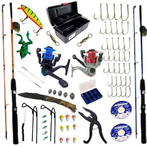 Kit De Pesca 2 Varas 2 Molinetes Caixa Com Acessórios