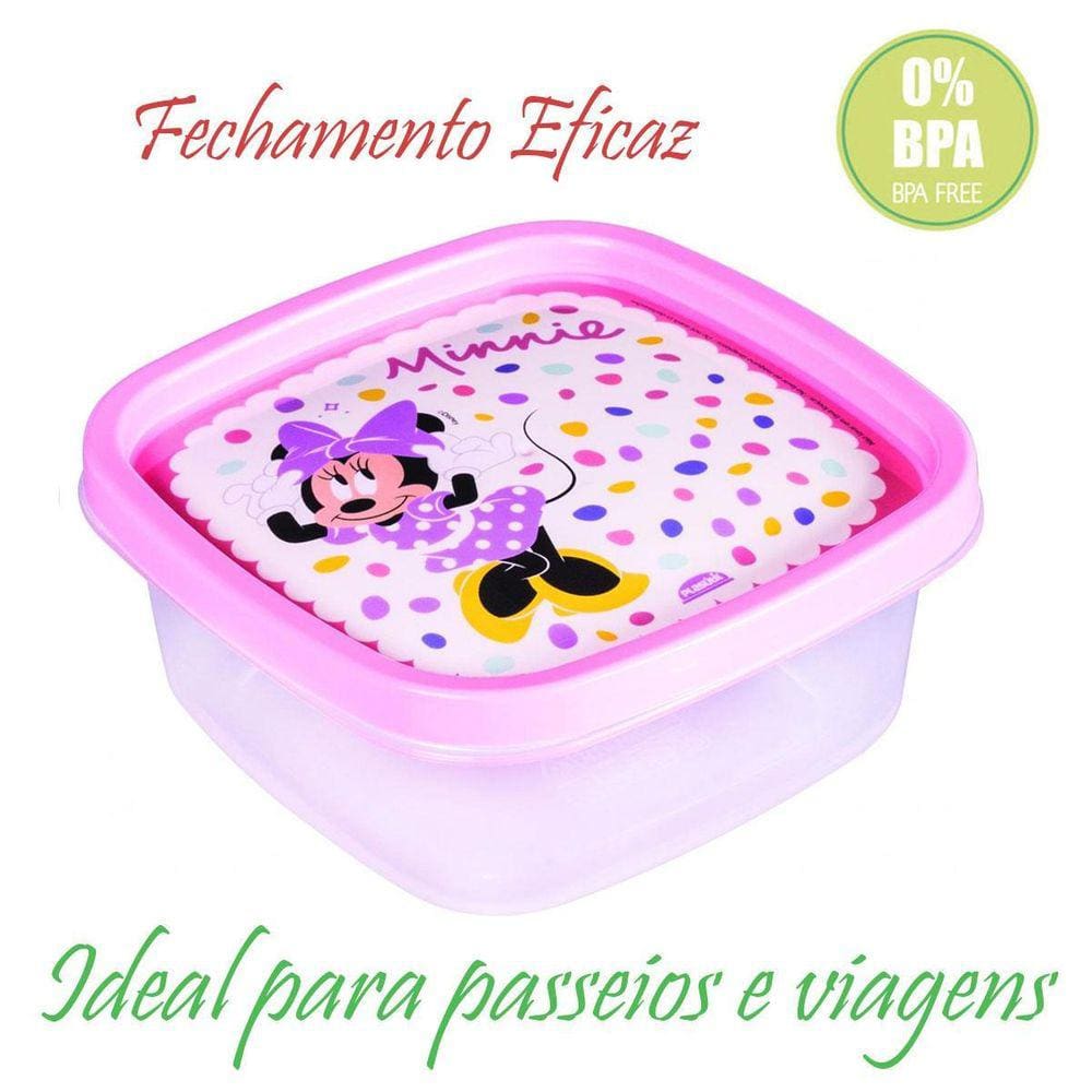 Pote Quadrado Disney 580Ml - Plasútil - Minnie Baby