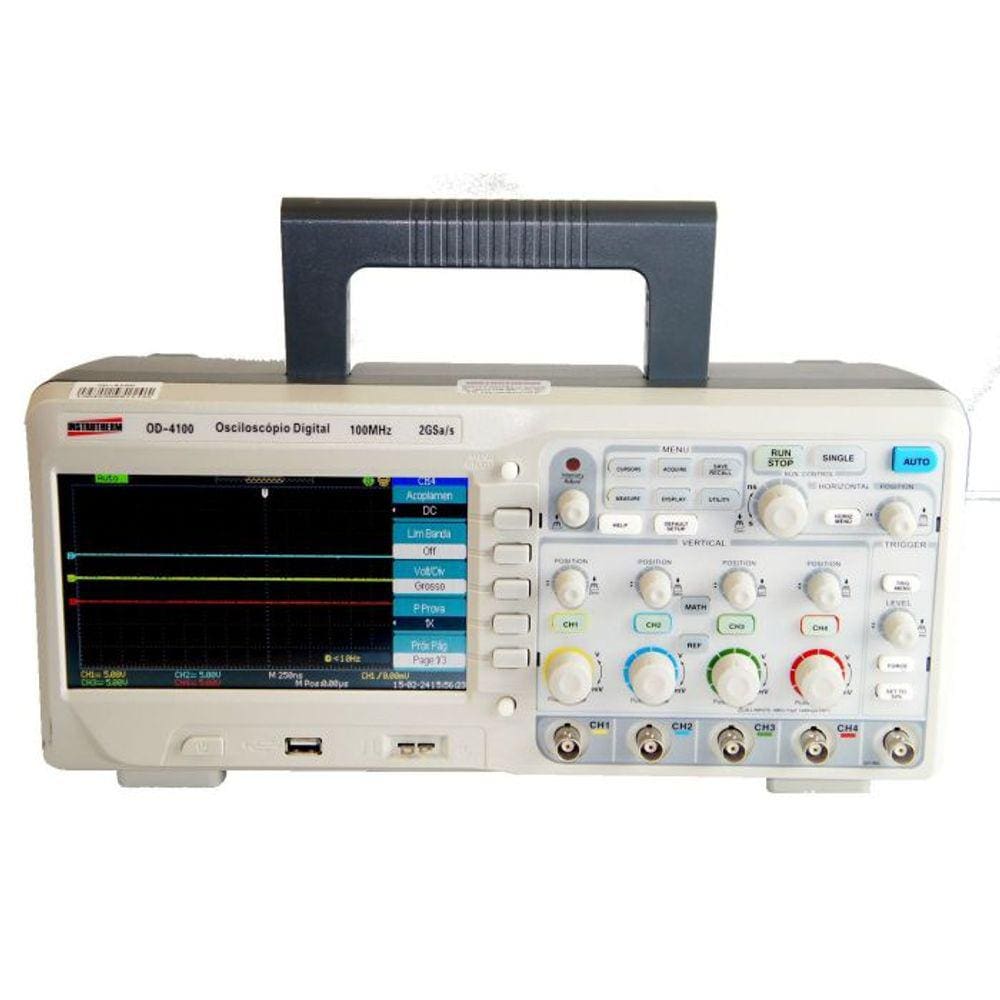 Osciloscópio Digital Multi-funções Usb Faixa 100MHz 4 Canais Rs-232 Software Od-4100 Portátil Instrutherm Ponta Prova