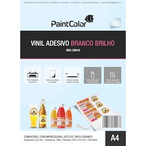 Vinil Adesivo para Jato de Tinta Branco Glossy A4 100 Folhas