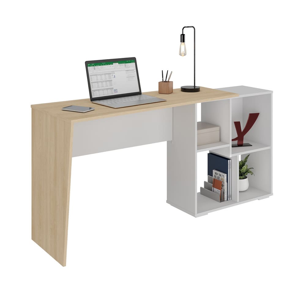 Mesa para Computador com Nichos Salamanca Carvalho Branco