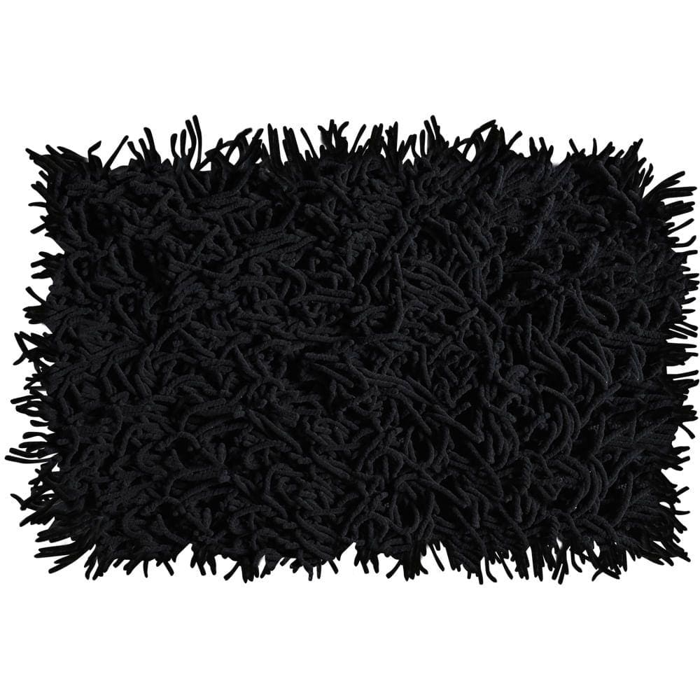 Tapete De Banheiro Quarto Corredor Algodão Retangular Vizapi Thane 70X120Cm Preto