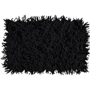 Tapete De Banheiro Quarto Corredor Algodão Retangular Vizapi Thane 70X120Cm Preto