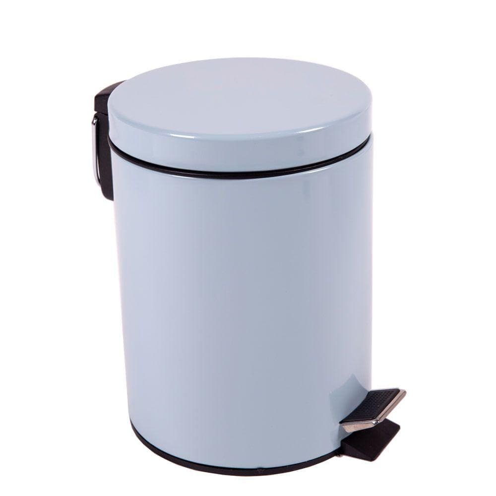 Lixeira de Aço Inox Com Pedal Balde Removível Tampa Com Fechamento Suave Vizapi Platinium 5 L Azul